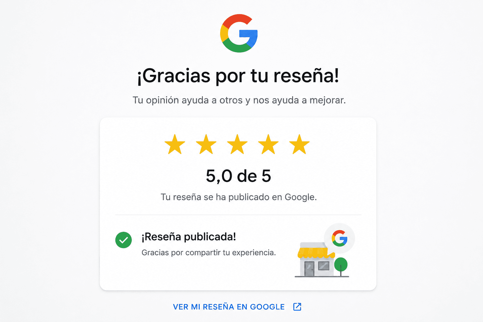 Reseña de Google confirmada